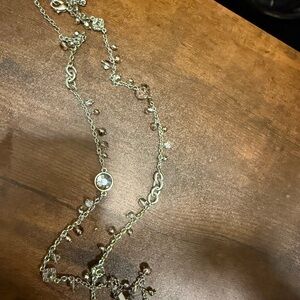 Delicate Silver-Tone Crystal Station Necklace - Women's Jewelry